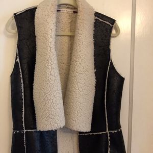 Black Leather Fur Vest